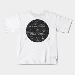 Music when words fail music speaks marble aesthetic beautiful elegant rock Kids T-Shirt